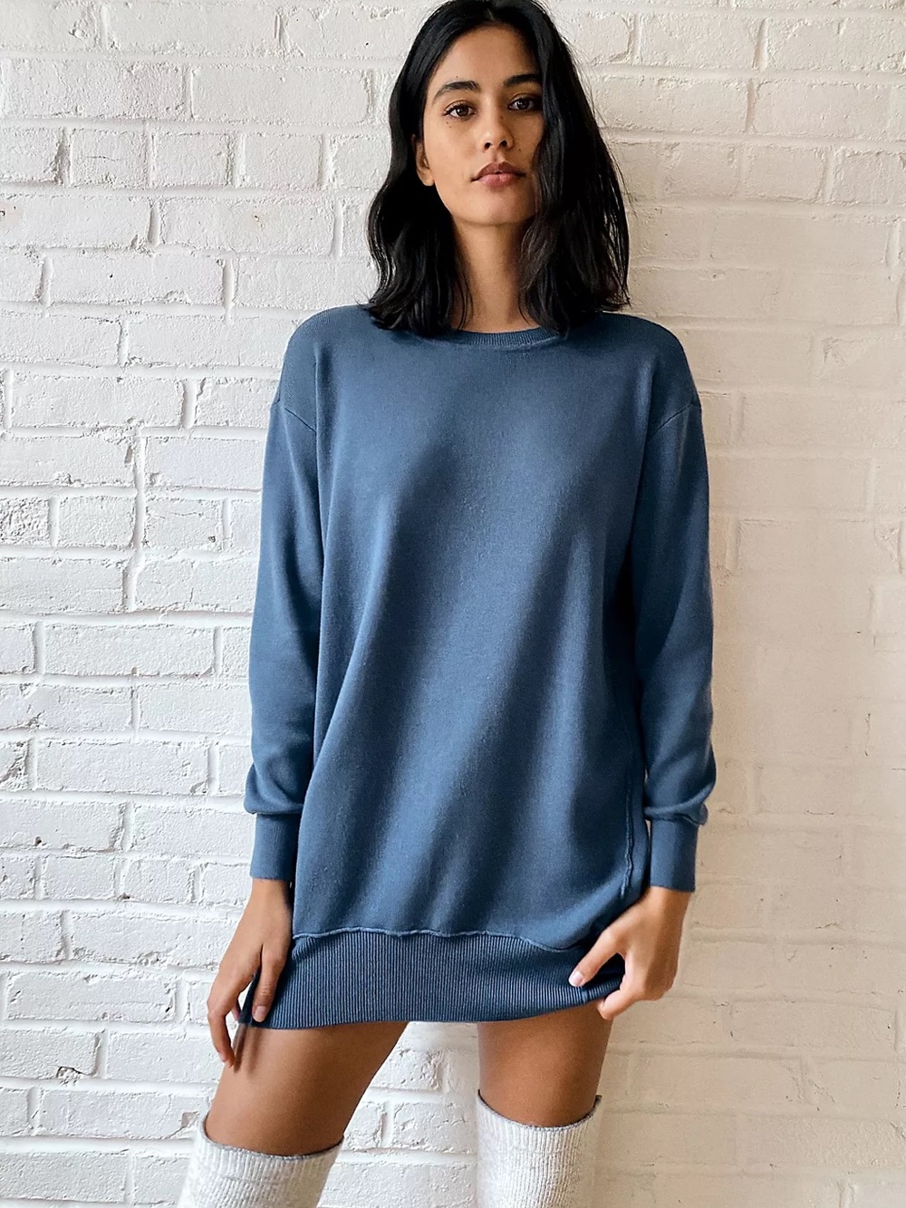 Anthropologie Saturday Sunday Tunic Sweater Dress Blue Medium